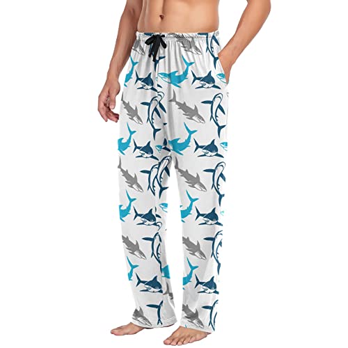 Jumbear Shark Men's Pajama Pants With Pockets, Comfort Soft Drawstring Lounge Pants Pajama Bottoms For Men, Large #TOP4
