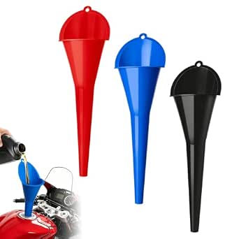 3Pcs Long Neck Funnels Set Gas Oil Change Tools for Car Automotive
