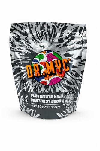 Image of DrMyc.com Platemate inchHigh Contrast inch MYC Agar (Malt Extract, Yeast, Carbon) for Wood & Dung Loving Fungi. Complete with Step-by-Step Instructions. Designed for Dung & Wood Lovers. Makes 80-120 Plates