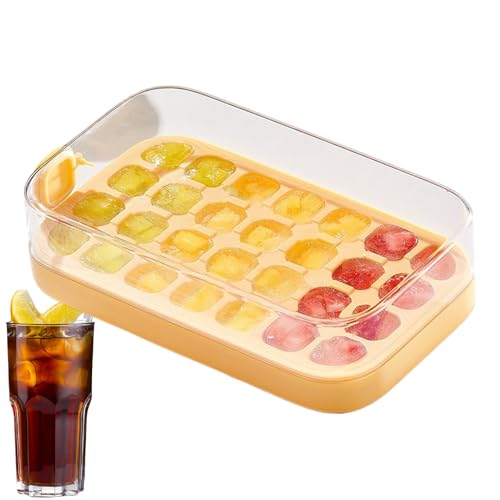 Bandeja Cubo Helado Con Tapa - Bandeja Cubo Helado Cubierto Para Congelador | Silicona 28 Rejilla Imecubes Moldes Accesorios De Cocina Reutilizables Para Whisky, Bebidas Y Fiesta Asegurando