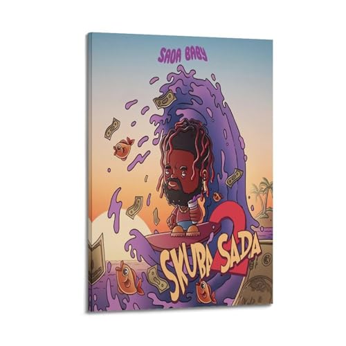 Sada Baby Skuba Sada Stampa Album Cover Autografata Limitata, Copertina di Album Musicale, Pop Hip Hop Rap Singer Star Poster Estetica su Tela Decorazione da Parete per Ragazze e Ragazzi Adolescenti