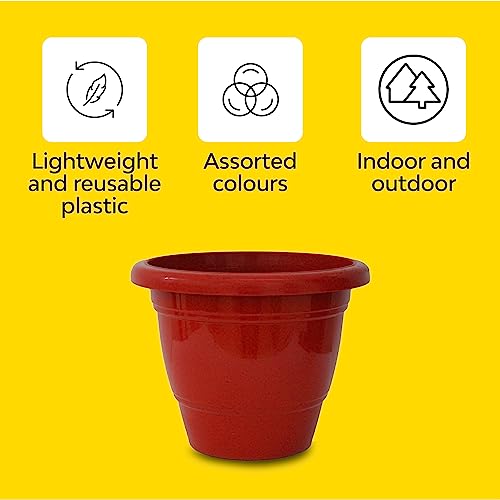 Kraft Seeds by 10CLUB Plastic Flower Pots - 4 Pcs (12 Inch, Multicolor) | Flower Pots for Home Balcony and Terrace Gardens | Durable Planting Pots for Home Plants | UV Treated Planters