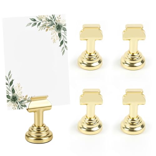 Image of Climberty Table Card Holder 4pcs with Rose Gold Finish, Compatible with Elegant Place Card, Name tag and Photo Display Stand for banquets Events and Dining Table Decoration setups use