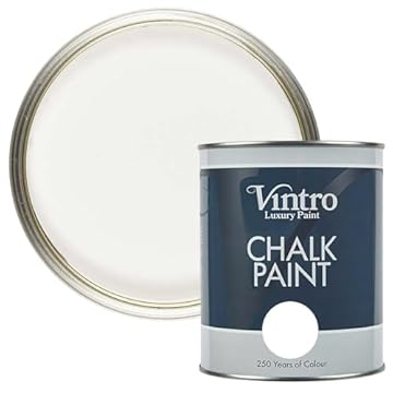 Vintro | White Chalk Paint | Furniture Paint | Shabby Chic | Upcycle | Decorate | Ultra Matt Finish | 1 Litre (Crystal)