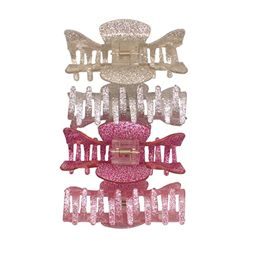 Topkids Accessories 4 Pc Medium Glitter Hair Claws Pretty Sparkly Hair Clips for Women Suitable for Thicker Hair and All Hair Types Womens Hair Clips Pretty Hair Clips - Image 2