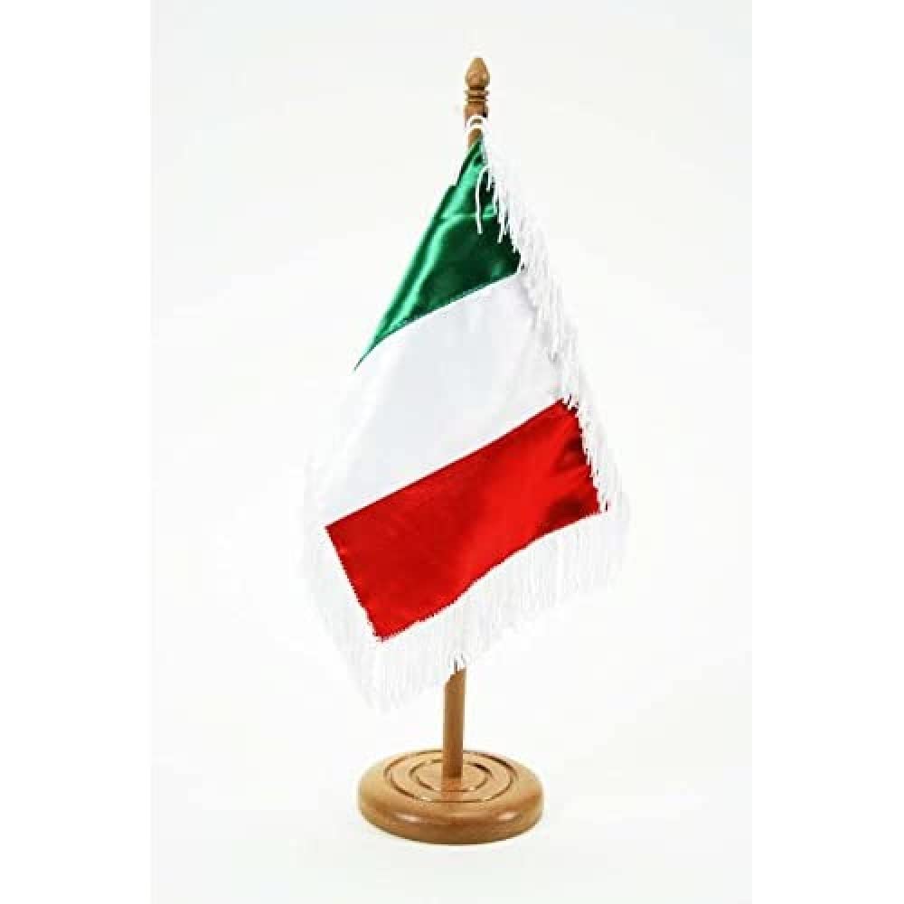 Bandiera Da Tavolo Italia 22x15cm - In Raso Per Decorazione