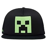Minecraft Boys Creeper Face Hat - Black and Green Youth Snap Back Hat (Black)