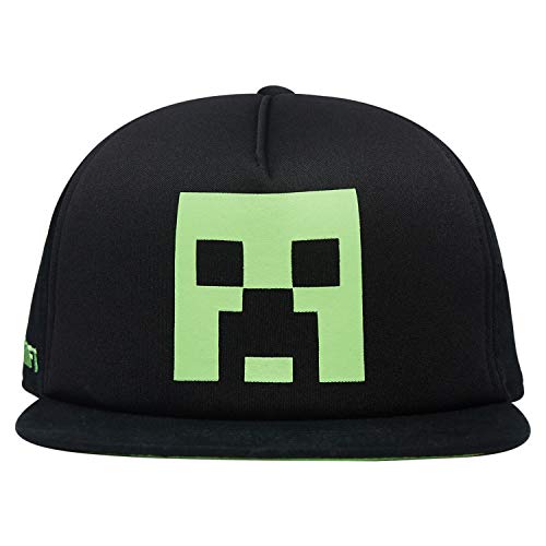Minecraft Boys Creeper Face Hat - Black And Green Youth Snap Back Hat (Black) #TOP17