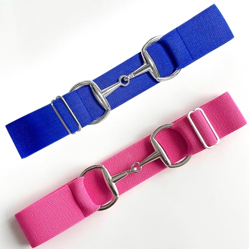 Image of Huaerle 1.5 inch Elastic Equestrian Belt with Bit Buckle and Leather Key Strap