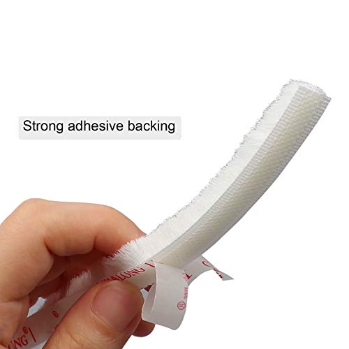 Torrami Fuzzy Brush Seal Weatherstripping For Window And Door 11/32 Inch X 11/32 Inch X 16 Ft, Self-Adhesive Felt Insulation Sealing Strip Wind Dust Draft Insect Proof, White #TOP2