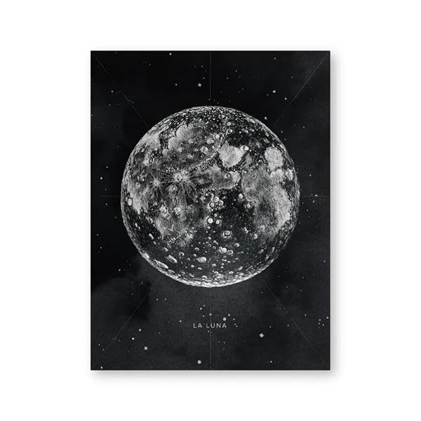 Affiche pleine lune vintage pour décoration murale astronomique en toile 50x70cm