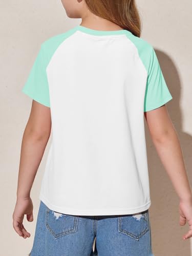 Image of Imily Bela Kids Girls T Shirts Casual Raglan Short Sleeve Crewneck Color Block Summer Tees 5-14 Years