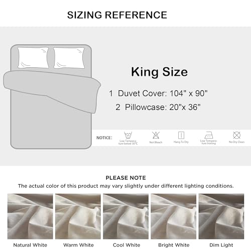 Talasily Linen Duvet Cover Set, Beige, King — view 5