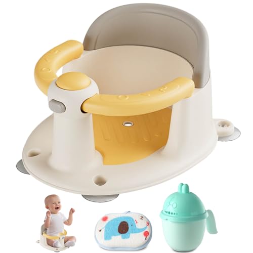 Image of Trankerloop Baby Bath Seat 6 Months & up, Bath Seat for Baby, Infant Bath Seat with Suction Cups, Non-Slip, Detachable,Yellow
