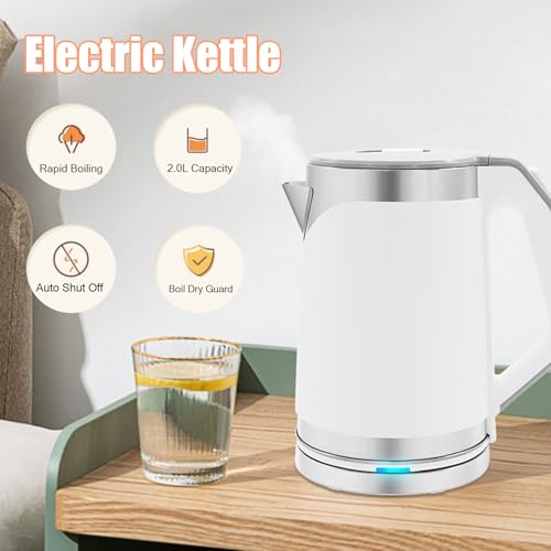 Tetera eléctrica de acero inoxidable 1500W 2L blanca miniatura 3