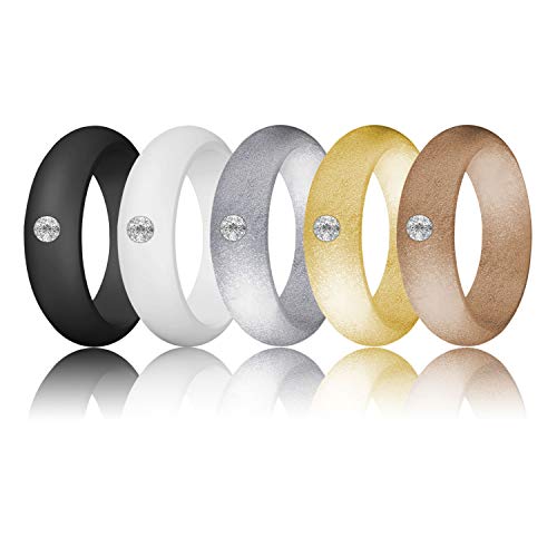 Silicone Diamond Wedding Ring, Luniqi Silicone Band With Rhinestone For Women, Bling And Shine Diamond For Single Or Married Women, Christmas, Mather's Day, Valentine's Day, Wedding Show #TOP2