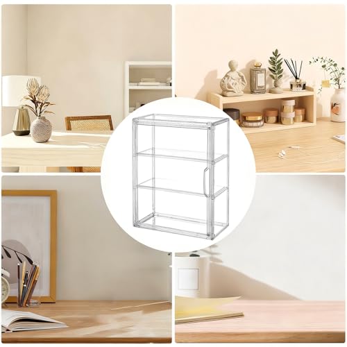 Vitrina Transparente - Organizador Acrílico de Almacenamiento para Muñecas con Puerta Magnética,de Almacenamiento en Miniatura con Estante Extraíble - para Casa Oficina Colección Exhibición - imagen 4