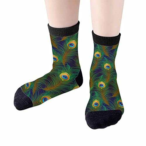 Image of Crew Socks for Woman Size 6-8 Tropical Wildlife Bright Teal Girls Socks