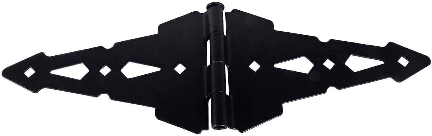 Jake Sales - Western Style Wood Gate Hinges & Latch Kit, Black Powder Coated Steel, 8" Hinge Length, 5" Hinge Height, Includes 1 Pair of Hinges, 1 Latch, 1 Handle - 9" Long