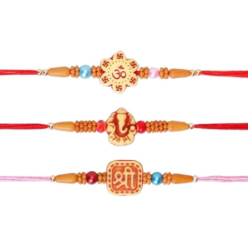 SLNDOKTG Juego de 3 Rakhi para hermano Raksha Bandhan Fancy Rakhi para Bhaiya/Bhabi/hermano Rakhi para hermano pequeño y niños, Raksha Bandhan para tu hermano