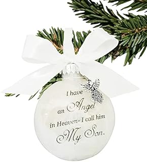 Timpfee Christmas Memorial Baubles Ornaments Feather Ball I Have an Angel in Heaven With Small Angel Christmas Bauble Ornament, Mum Dad Hanging Decoration