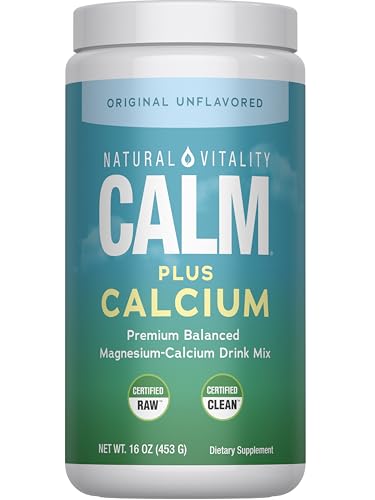 Natural Vitality Calm, Magnesium Citrate & Calcium Supplement, Drink Mix Powder Supports a Healthy Response to Stress, Gluten Free, Vegan, & Non-GMO, Original, 16 oz