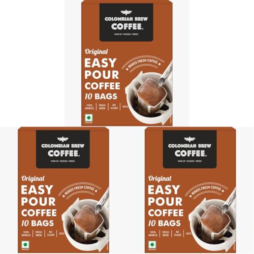 Image of Colombian Brew Coffee Original Easy Pour 10 Bags, 100g (Pack of 3)