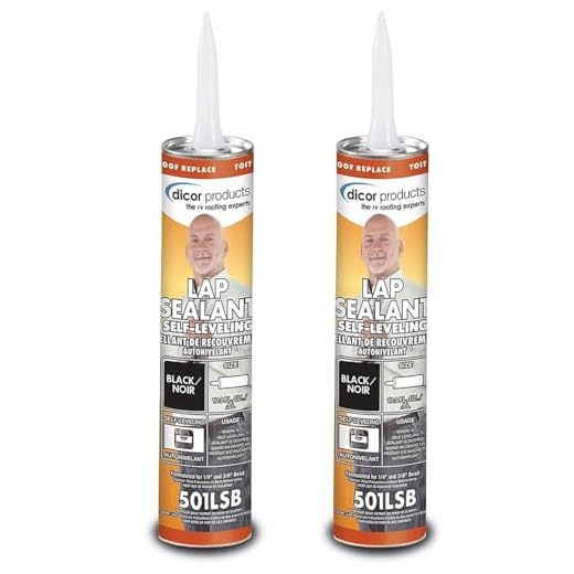 Dicor 501LSB-1, Self-Leveling Lap Sealant, RV Roof and Repair Paste, Black, 10.3 OZ Tube, Pack of 2