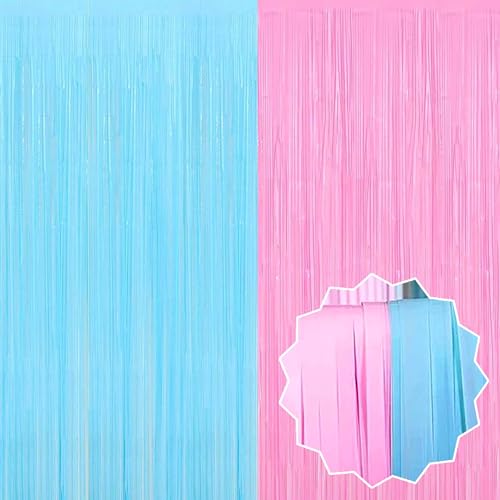 Rideau à franges rose macaron 1x2,5m en aluminium pour décoration de fête et anniversaire | Lot de 6