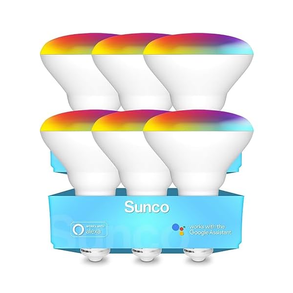 Sunco Lighting BR30 Alexa Smart Flood Light Bulbs Color Changing LED Recessed WiFi Bulb 8W, RGBCW, Dimmable, 650 Lumens, Compatible with Alexa & Google Assistant, E26 Base No Hub Required 6 Pack