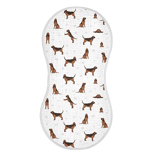 Image of Muslin Baby Burp Cloths, Dogs Bloodhound Baby Rags Comfy Soft Absorbent in for Newborn Boys and Girls 1 Piece 22 x 11 Inch