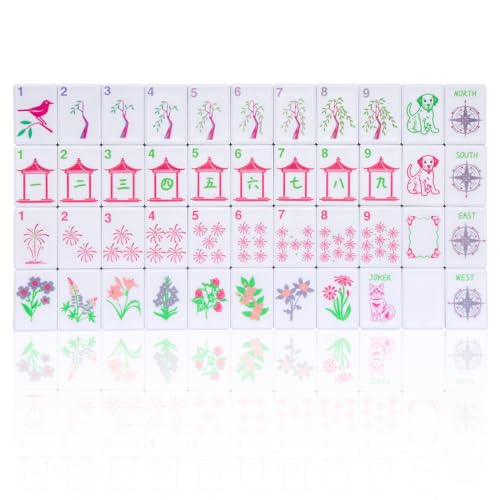 GUSTARIA Large Mahjong Set, American Mahjong Game Set with 160 Tiles (1.41’’), 4 Racks & Thickened White Carrying Bag and Accessories, Portable Travel Mahjong Tiles Set