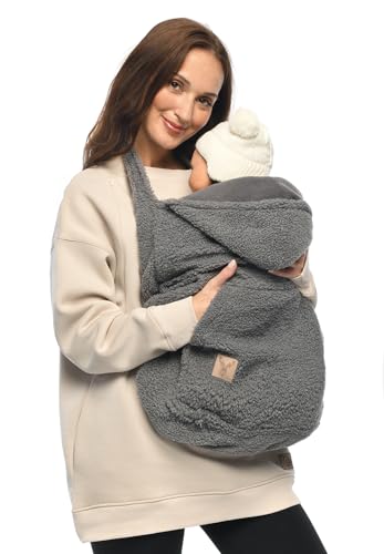 MijaCulture Tragecover M025 TEDDY – Universaler Bezug für Babytrage, Tragetuch & Cape, Warmes Cover für Babys (Grau)