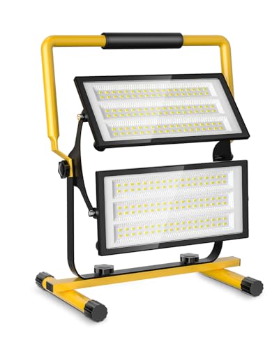 Bellanny Projecteur de Chantier LED 200W 20000 LM, Lampe de Travail LED 6500K Blanc Froid avec Commande de Commutateur Indépendante, Éclairage de Chantier Étanche IP66 pour Garage Atelier Chantier