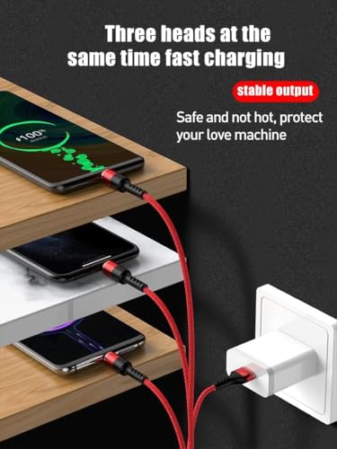 Image of 3 in 1 Multi Fast Charging Cable | Nylon Braided Cable with Type-C & Micro USB | Compatible With Samsung, OnePlus, Vivo, Oppo, Xiaomi, iPhone, iPad Pro, Laptop & Car Charging. (1M)