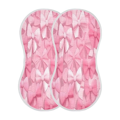JUZIHAI 2Pack Bows Baby Burp Cloths Soft Cotton Burp Rags,Super Absorbent Burp Cloth Bag for Newborn Baby Boys/Girls2