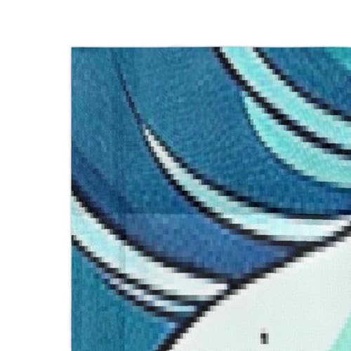 Mexpekil Sea Wave Blue Sheer Curtains for Living Room Bedroom Light Filtering Voile Curtain with Rod Pocket 84 Inch Long Drapes Privacy Window Treatments Set of 2 Panels 55''x84'' - Image 5