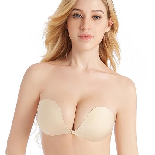 brachy Women's Self Adhesive Silicone Invisible Push up with Drawstring Reusable Backless Strapless Bra BCA_JPBSL01-picture-19