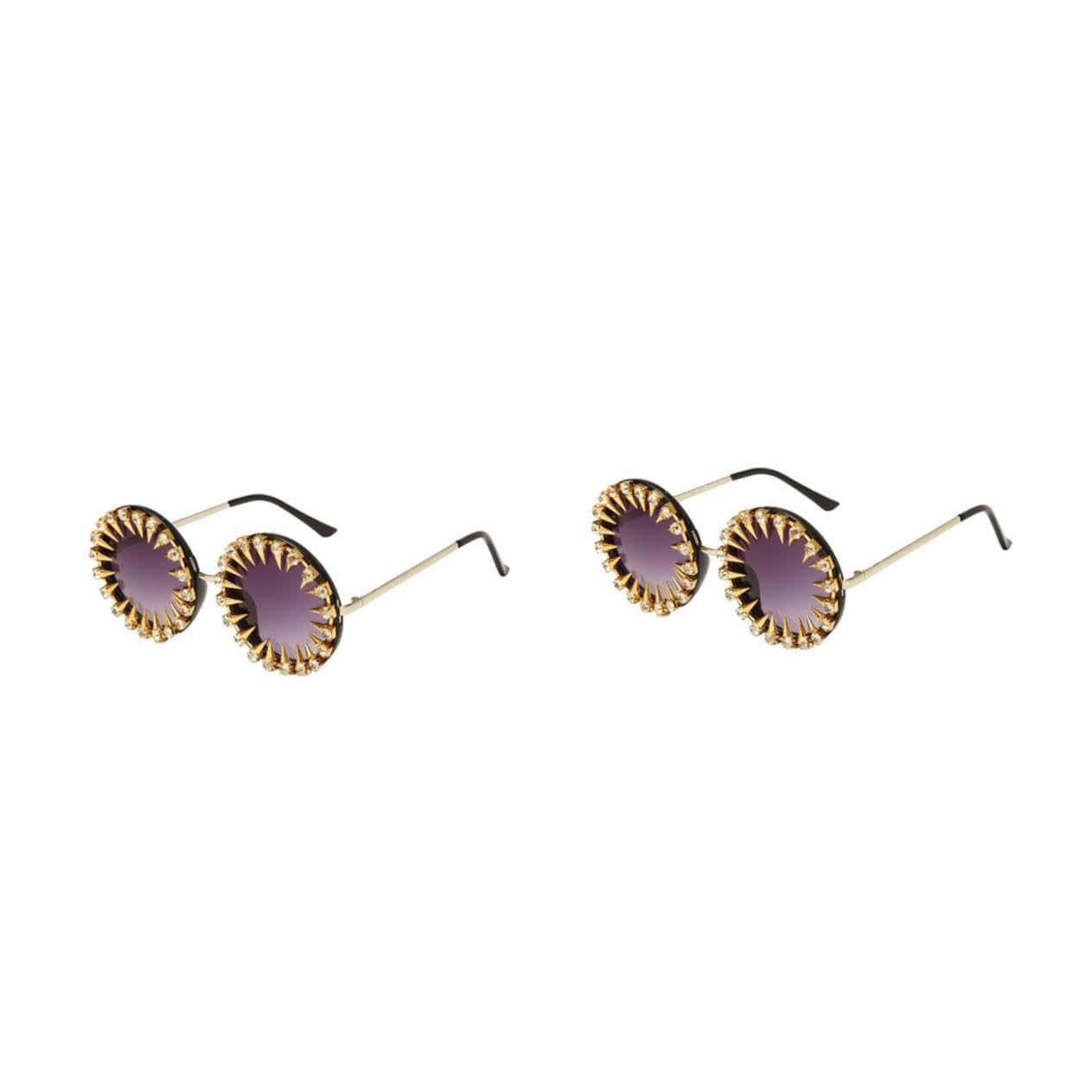 Healvian Occhiali da sole a rivetta retrò moda occhiali da sole per feste occhiali da sole oversize a forma di occhiali da sole donna occhiali da sole estetici Lega di zinco Nero
