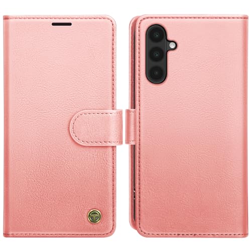 Étui portefeuille Samsung A56 en cuir rose avec fentes pour cartes