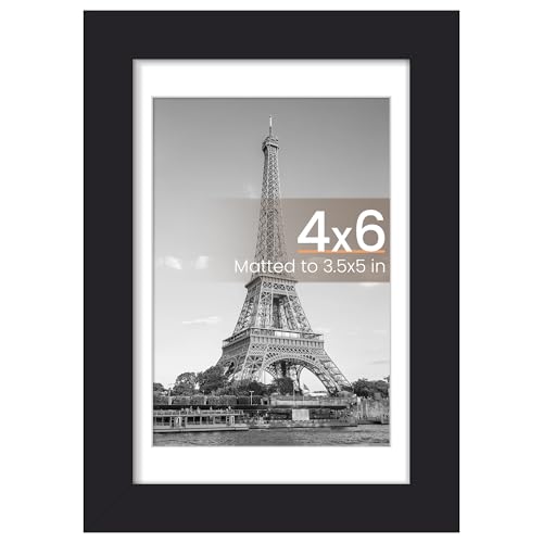 Image of upsimples 4x6 Picture Frame, Display Pictures 3.5x5 with Mat or 4 x 6 Without, Wall Hanging Photo Frames, Black, 1 Pack