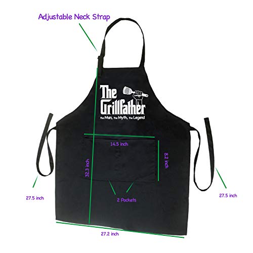 CerroTorre Apron for Men Barbeque Grill Apron The Grillfahter BBQ Chef Apron Funny Gift for Father (GRILLFATHER)
