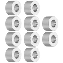 TOP-VIGOR 10Pcs M8 Aluminum Spacer, 8.2mm ID x 16mm OD x 10mm Length Metal Spacer, Round Plain Finish Spacer Screw Standoff Bushing for M8 Screws Bolts and Rods
