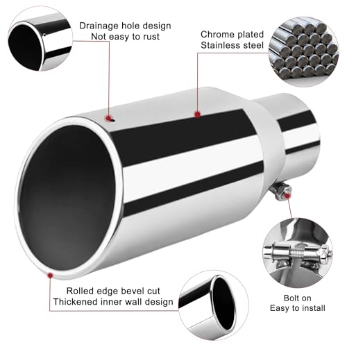 Image of 2.5 Inch Inlet Exhaust Tip, 4 inch Outlet 9 inch Length Stainless Steel