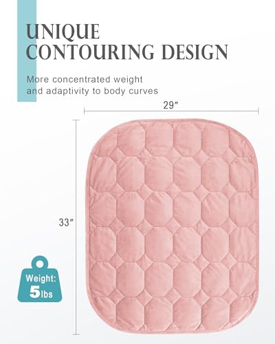 Image of Cottonblue Weighted Lap Blanket Pad 5 lbs 29 inch x 33 inch, Cozy Luxury Crystal Velvet Weighted Blanket for Adults Teens, Small Weighted Blanket Throw All Season for Travel Relaxation Sleeping, Dull Pink