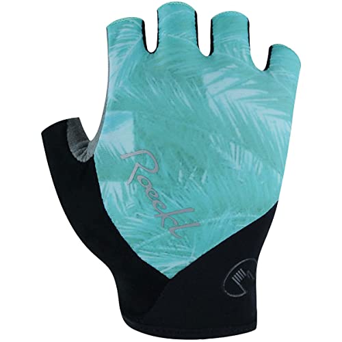Roeckl Denice Damen Fahrrad Handschuhe Kurz - Weiß/Türkis Mit Gel-Polsterung | Größe 6-8.5 | Atmungsaktiv & Reflektierend