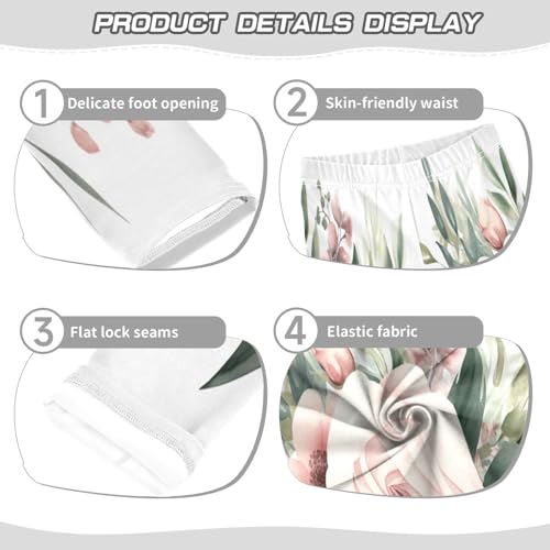 Bolaz Toddler Girls Leggings Printed Yoga Pants Leggings Pink White Flower for Kids3