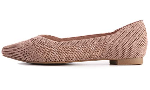 Image of FEVERSOLE Women's Woven Pointy Fashion Cutouts Breathable Knit Flat Shoes