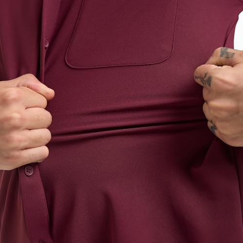Image of Workday Shirt for Men Long Raglan Sleeve Regular Fit Superior Stretch Wrinkle Free Shape Retention Quick Dry Anti-Viral Finish UPF 50+