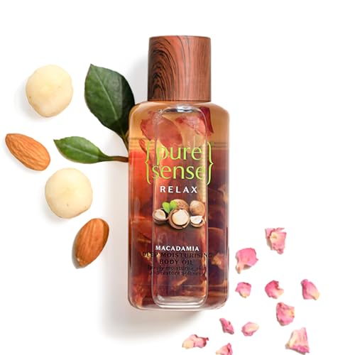 PureSense Deep Moisturising Body Oil, 100ml- Infused with Macadamia Oil and Rose Petals
